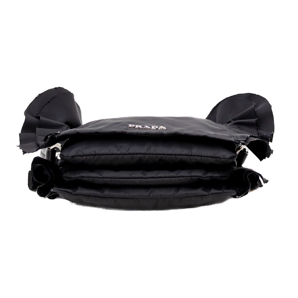Authentic Women's Prada‎ Tessuto Black Nylon Ruffle Shoulder Bag - Picture 5 of 11